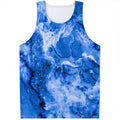 Blue Sapphire Marble Print Men's Tank Top