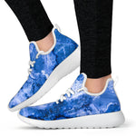 Blue Sapphire Marble Print Mesh Knit Shoes GearFrost