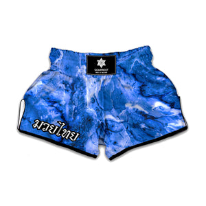 Blue Sapphire Marble Print Muay Thai Boxing Shorts