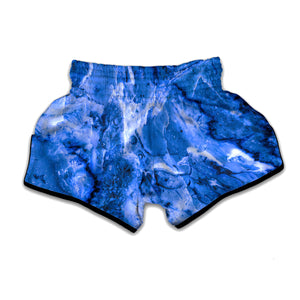 Blue Sapphire Marble Print Muay Thai Boxing Shorts