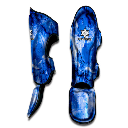 Blue Sapphire Marble Print Muay Thai Shin Guard