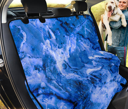 Blue Sapphire Marble Print Pet Car Back Seat Cover