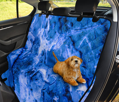 Blue Sapphire Marble Print Pet Car Back Seat Cover