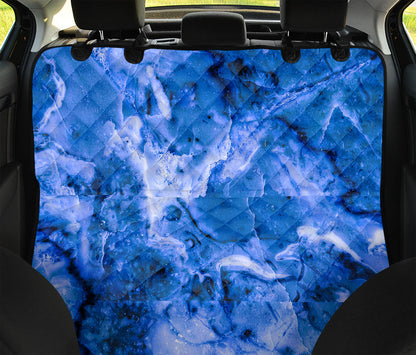 Blue Sapphire Marble Print Pet Car Back Seat Cover