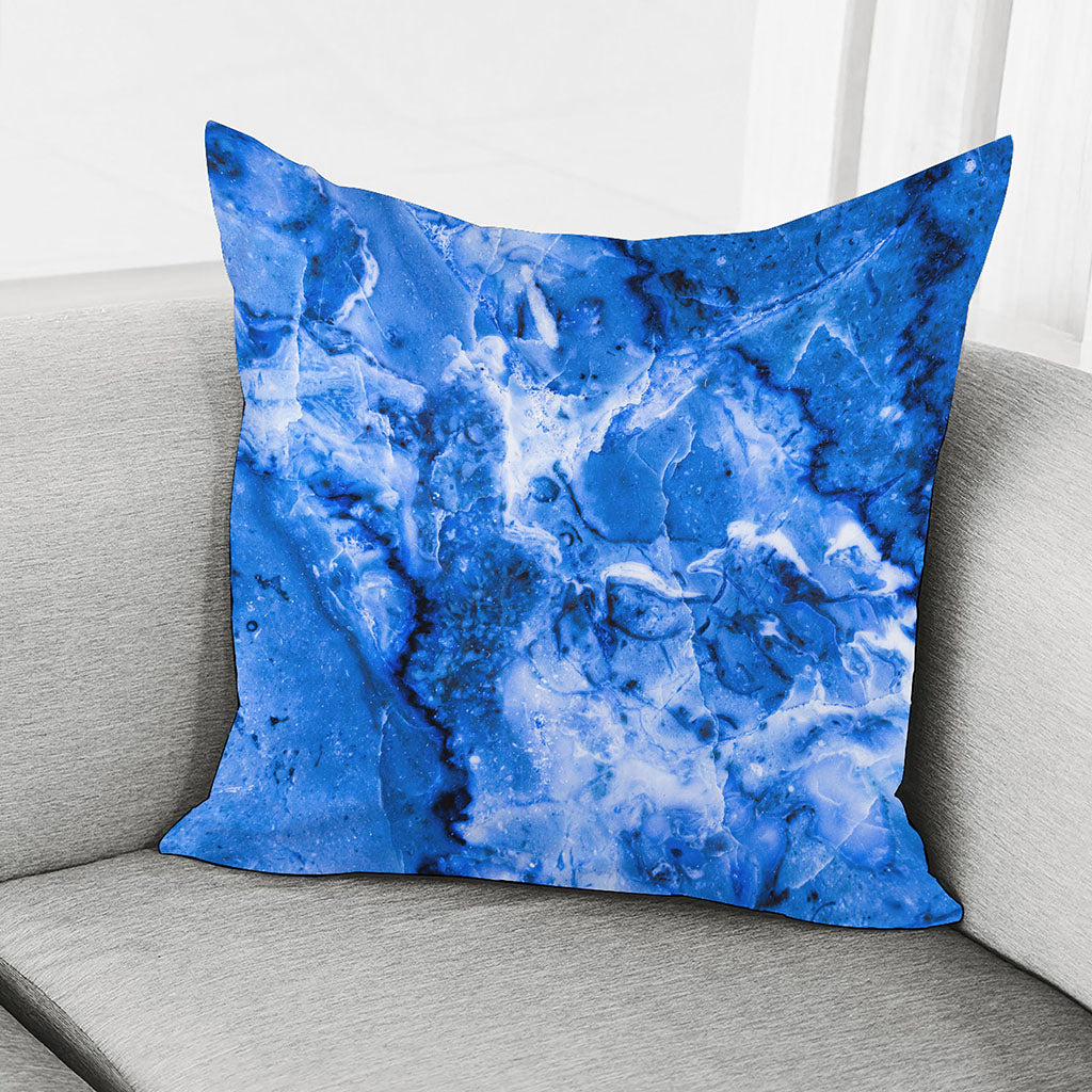 Blue Sapphire Marble Print Pillow Cover