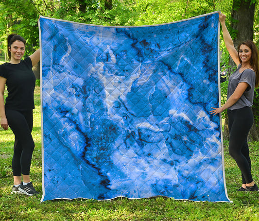 Blue Sapphire Marble Print Quilt