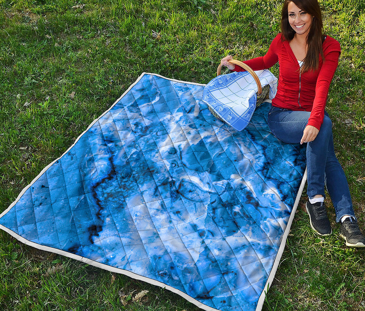 Blue Sapphire Marble Print Quilt
