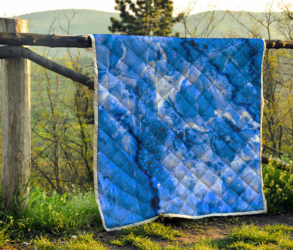 Blue Sapphire Marble Print Quilt