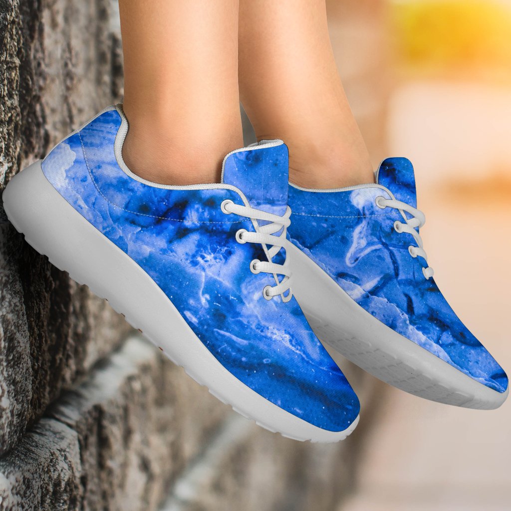 Blue Sapphire Marble Print Sport Shoes GearFrost