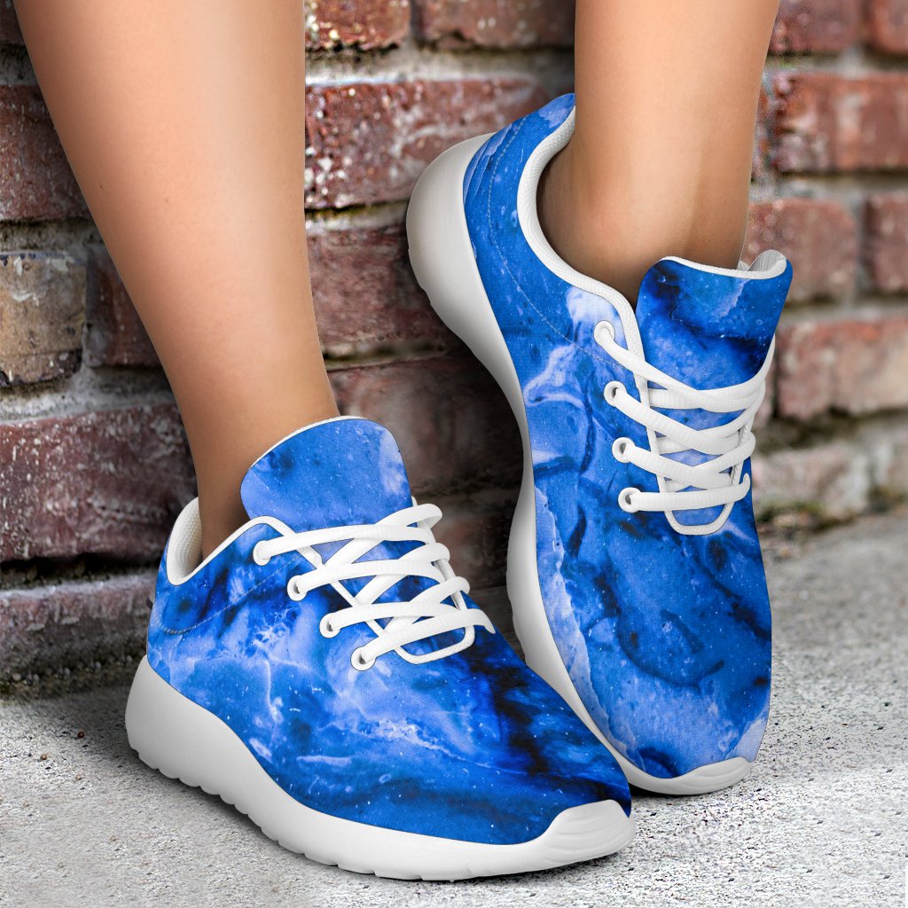 Blue Sapphire Marble Print Sport Shoes GearFrost