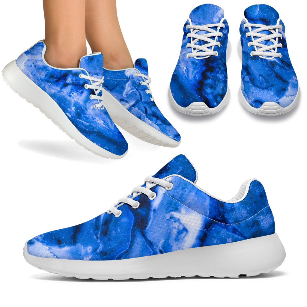 Blue Sapphire Marble Print Sport Shoes GearFrost