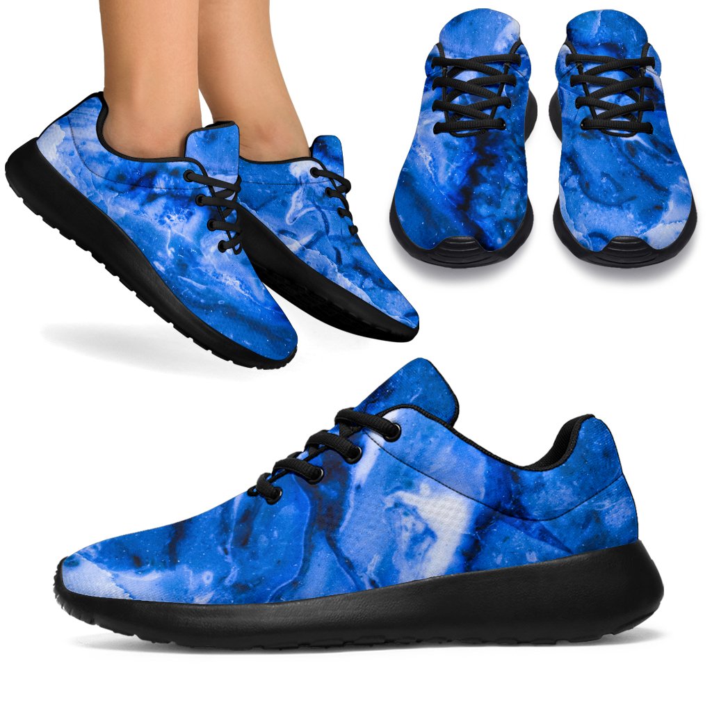 Blue Sapphire Marble Print Sport Shoes GearFrost