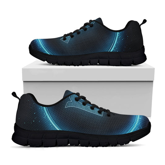 Blue Scorpio Zodiac Sign Print Black Sneakers