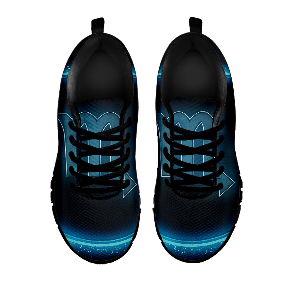 Blue Scorpio Zodiac Sign Print Black Sneakers
