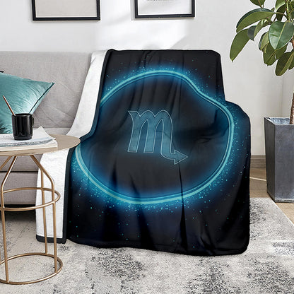 Blue Scorpio Zodiac Sign Print Blanket