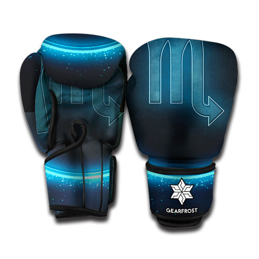 Blue Scorpio Zodiac Sign Print Boxing Gloves