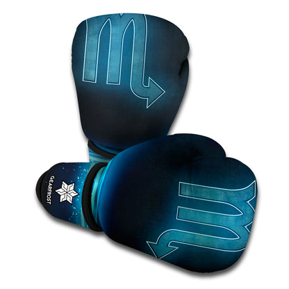 Blue Scorpio Zodiac Sign Print Boxing Gloves