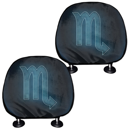Blue Scorpio Zodiac Sign Print Car Headrest Covers