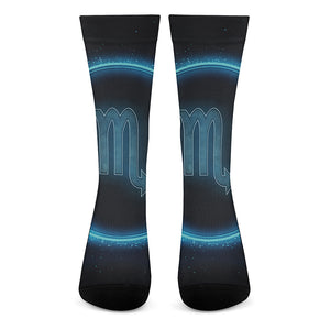 Blue Scorpio Zodiac Sign Print Crew Socks