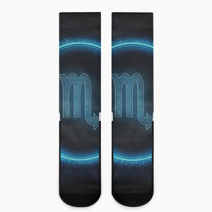 Blue Scorpio Zodiac Sign Print Crew Socks