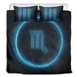 Blue Scorpio Zodiac Sign Print Duvet Cover Bedding Set