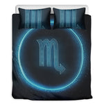 Blue Scorpio Zodiac Sign Print Duvet Cover Bedding Set