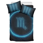 Blue Scorpio Zodiac Sign Print Duvet Cover Bedding Set