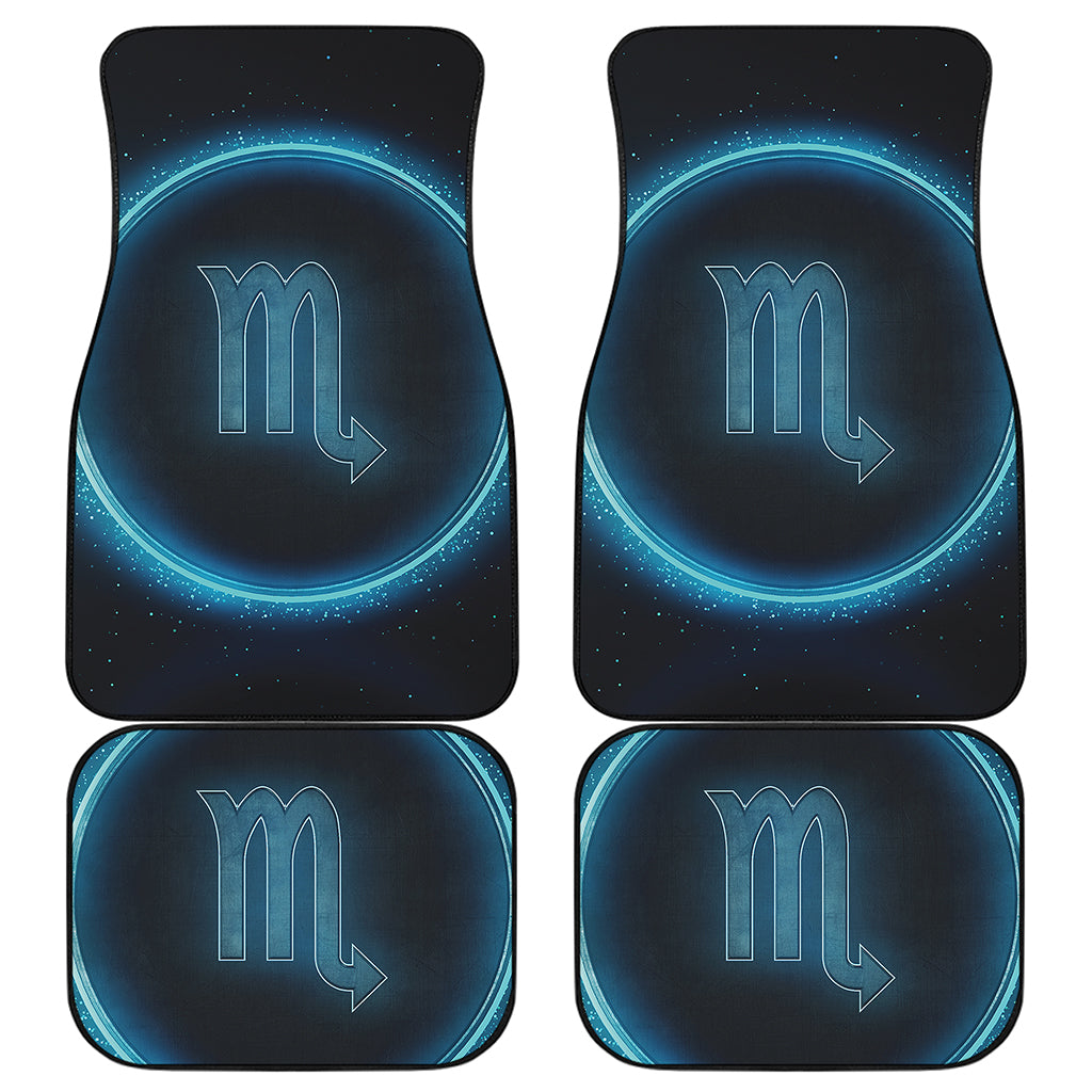 Blue Scorpio Zodiac Sign Print Front and Back Car Floor Mats