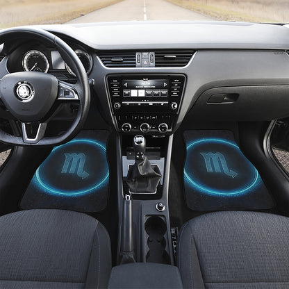 Blue Scorpio Zodiac Sign Print Front and Back Car Floor Mats