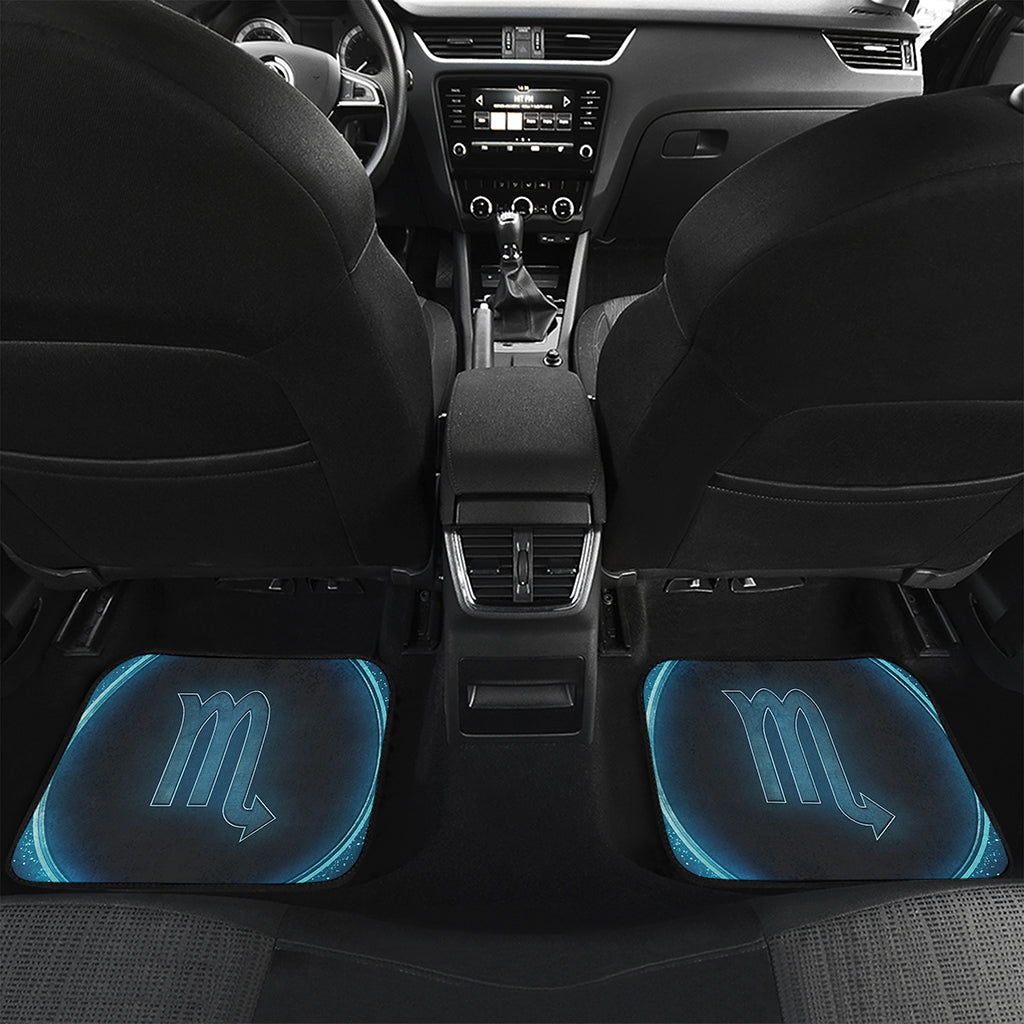 Blue Scorpio Zodiac Sign Print Front and Back Car Floor Mats