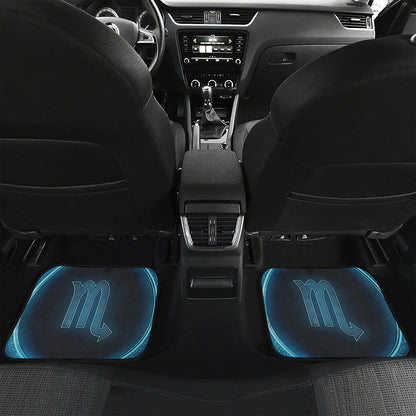 Blue Scorpio Zodiac Sign Print Front and Back Car Floor Mats