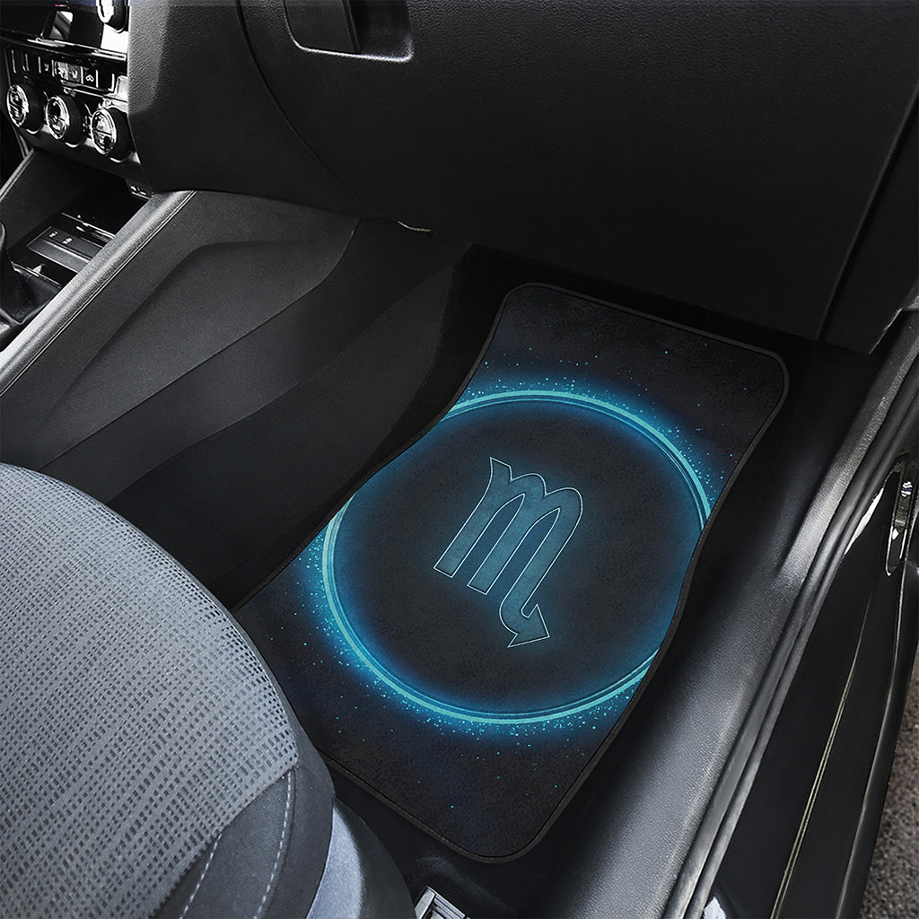 Blue Scorpio Zodiac Sign Print Front and Back Car Floor Mats