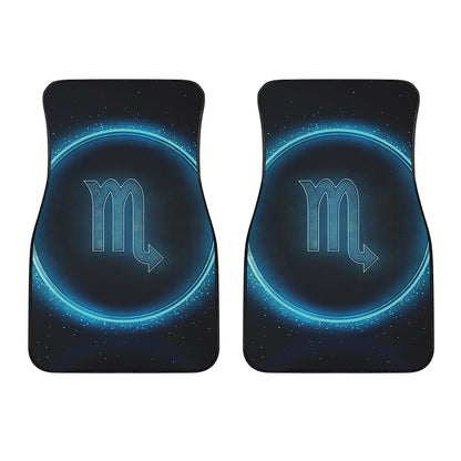 Blue Scorpio Zodiac Sign Print Front Car Floor Mats