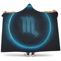 Blue Scorpio Zodiac Sign Print Hooded Blanket