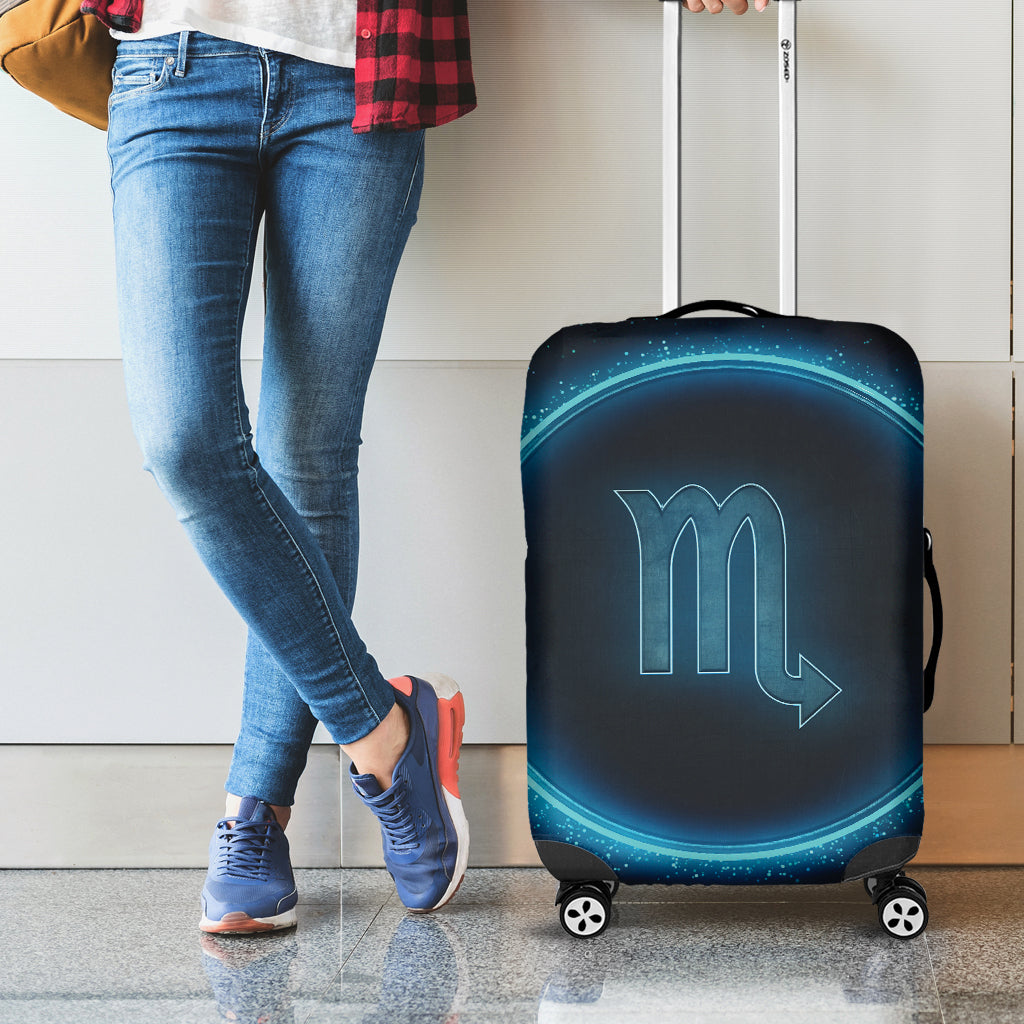 Blue Scorpio Zodiac Sign Print Luggage Cover