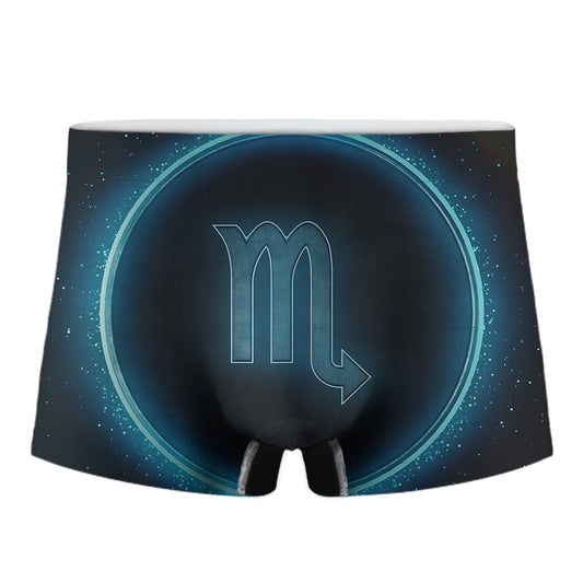 Blue Scorpio Zodiac Sign Print Men's Boxer Briefs