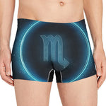 Blue Scorpio Zodiac Sign Print Men's Boxer Briefs