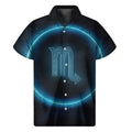 Blue Scorpio Zodiac Sign Print Men's Short Sleeve Shirt