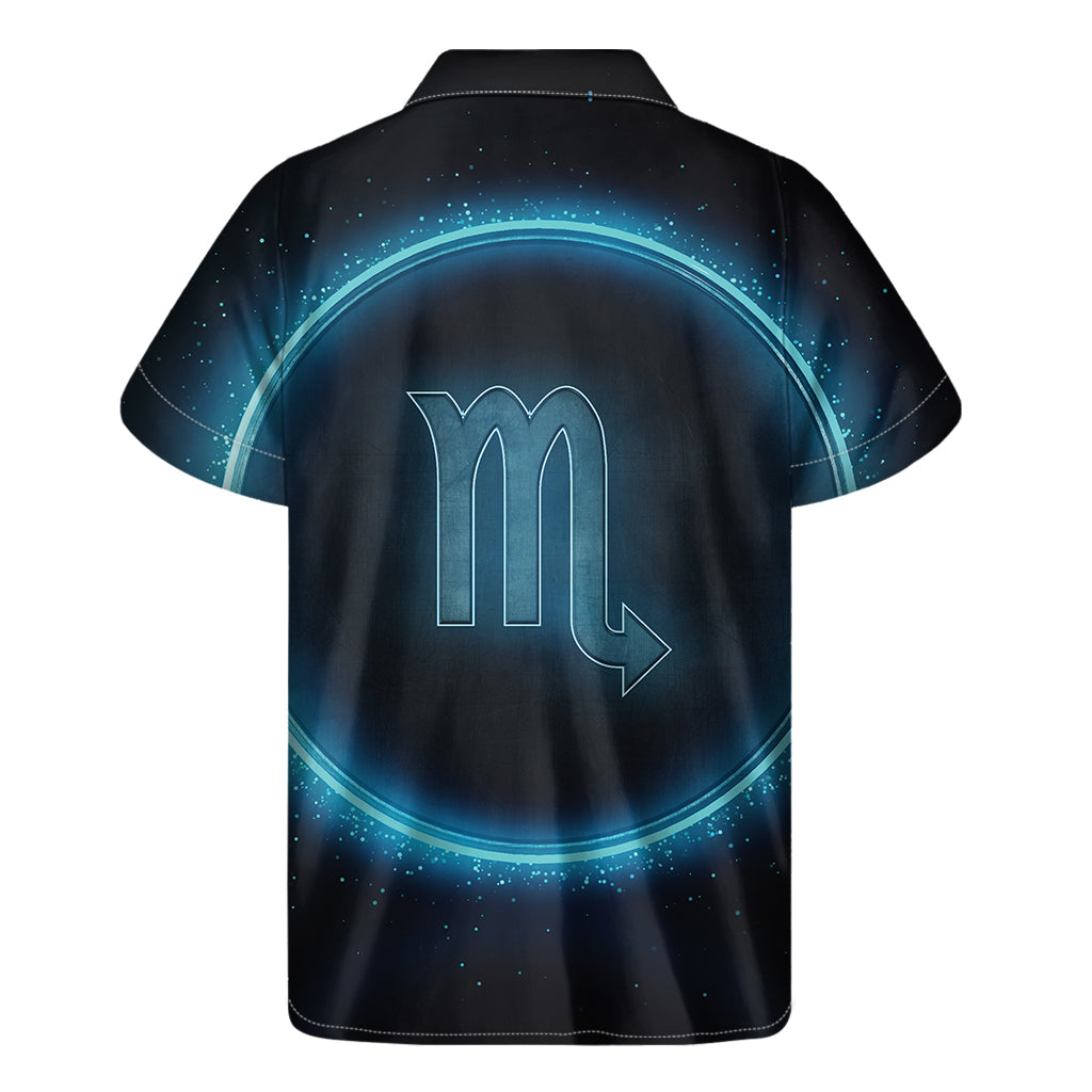 Blue Scorpio Zodiac Sign Print Men's Short Sleeve Shirt
