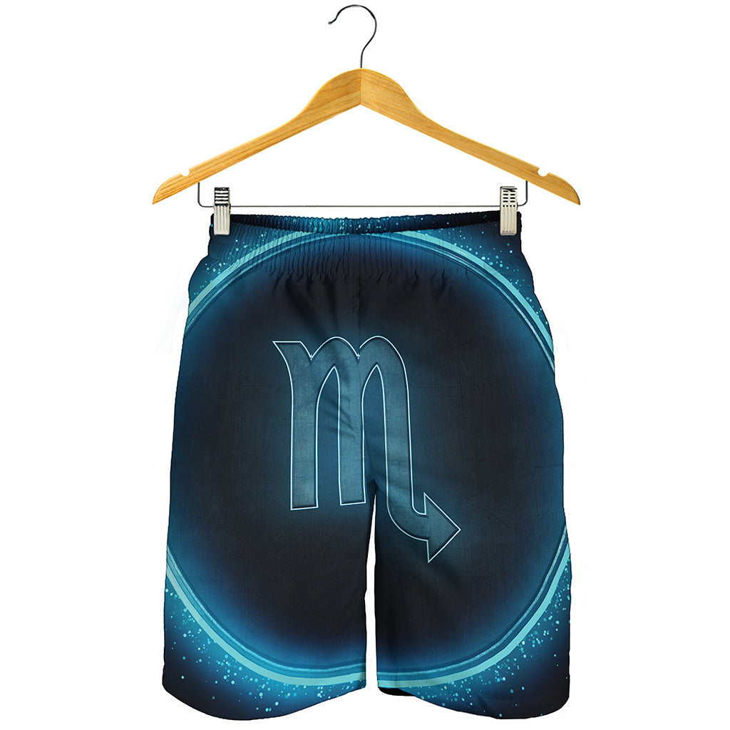 Blue Scorpio Zodiac Sign Print Men's Shorts