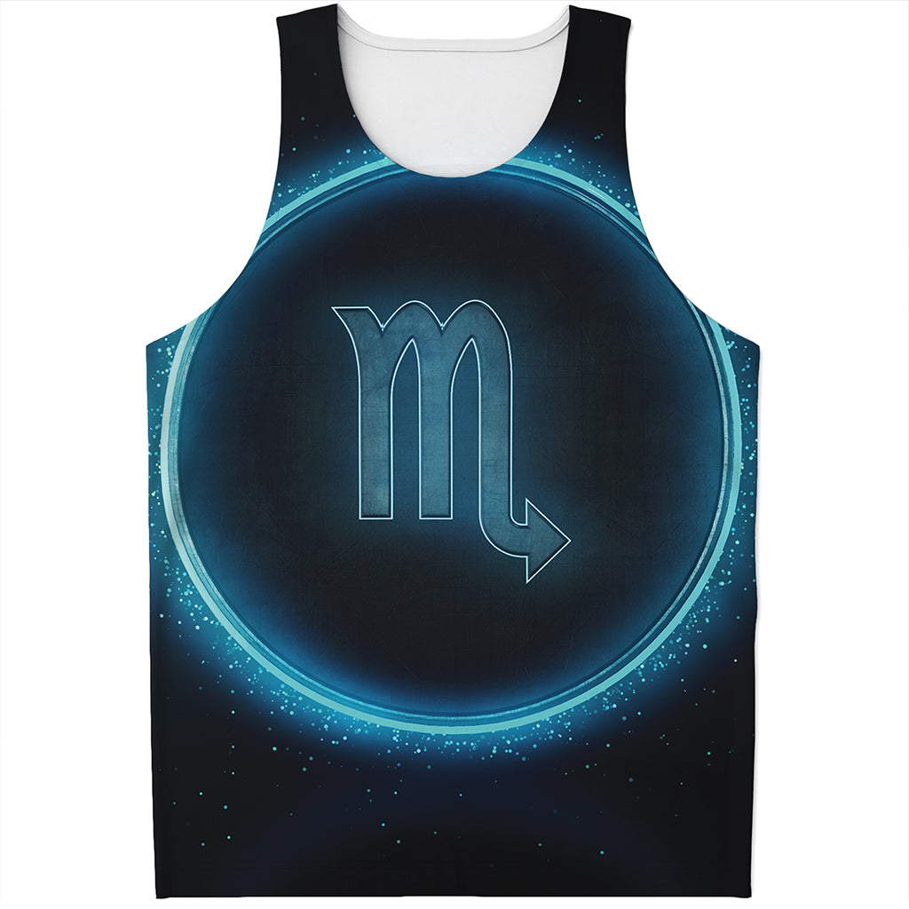 Blue Scorpio Zodiac Sign Print Men's Tank Top