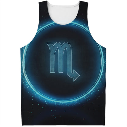 Blue Scorpio Zodiac Sign Print Men's Tank Top