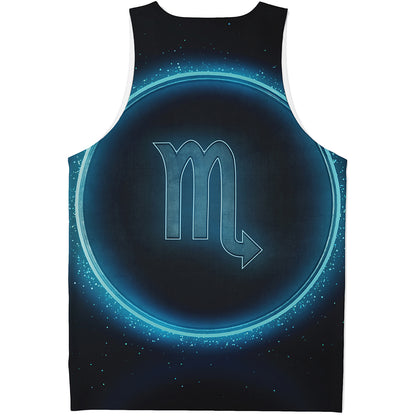 Blue Scorpio Zodiac Sign Print Men's Tank Top