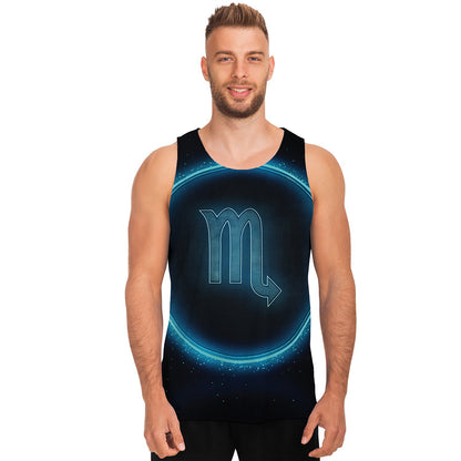 Blue Scorpio Zodiac Sign Print Men's Tank Top