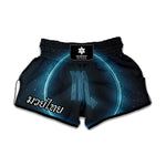 Blue Scorpio Zodiac Sign Print Muay Thai Boxing Shorts