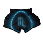 Blue Scorpio Zodiac Sign Print Muay Thai Boxing Shorts