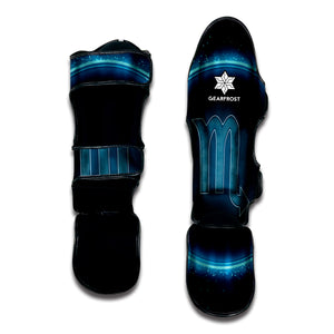 Blue Scorpio Zodiac Sign Print Muay Thai Shin Guard