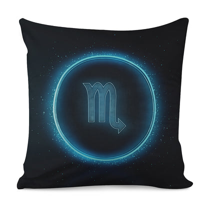 Blue Scorpio Zodiac Sign Print Pillow Cover