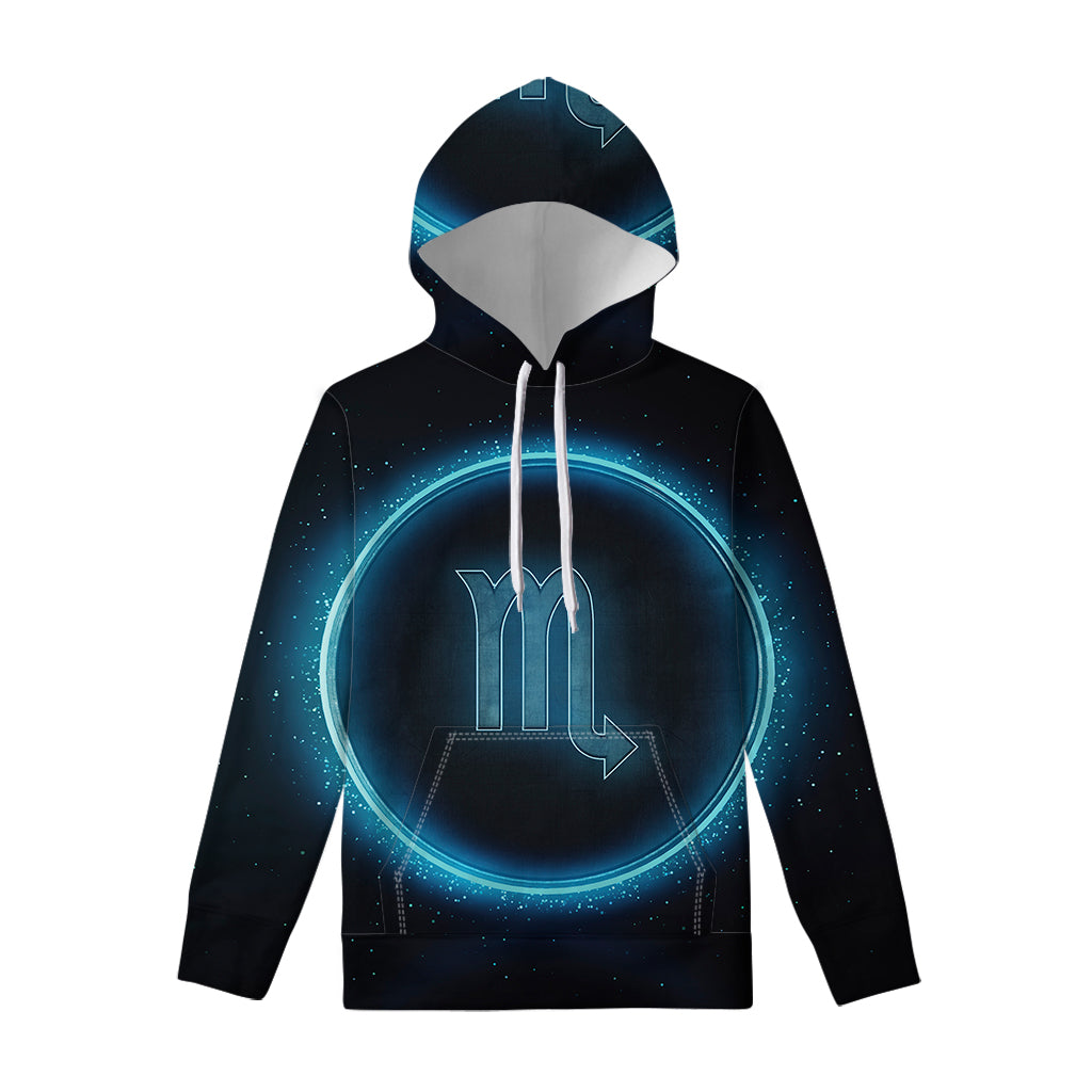 Blue Scorpio Zodiac Sign Print Pullover Hoodie