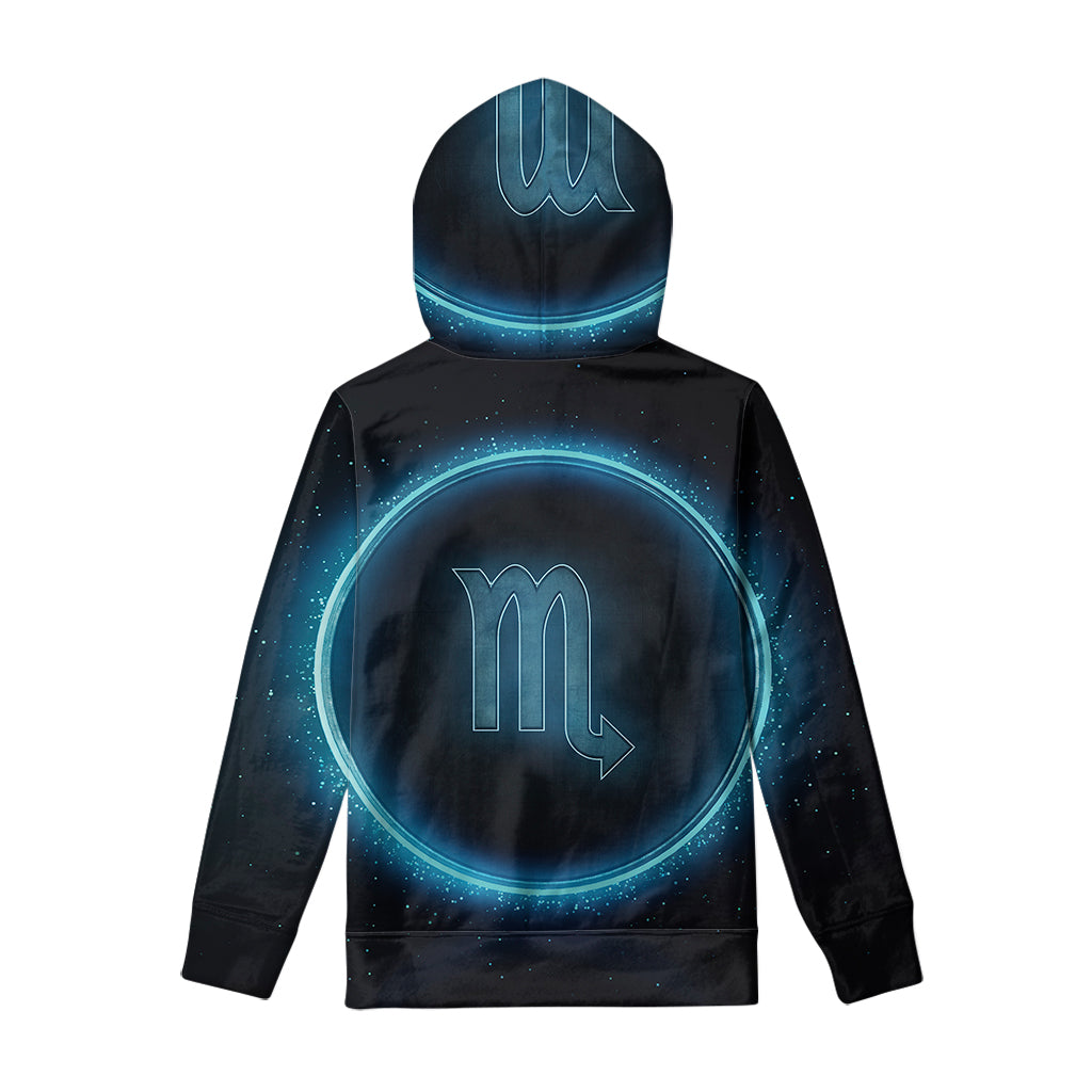 Blue Scorpio Zodiac Sign Print Pullover Hoodie
